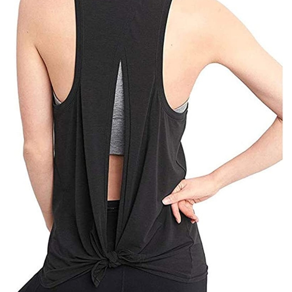 Black tie back tank top - Picture 4 of 7